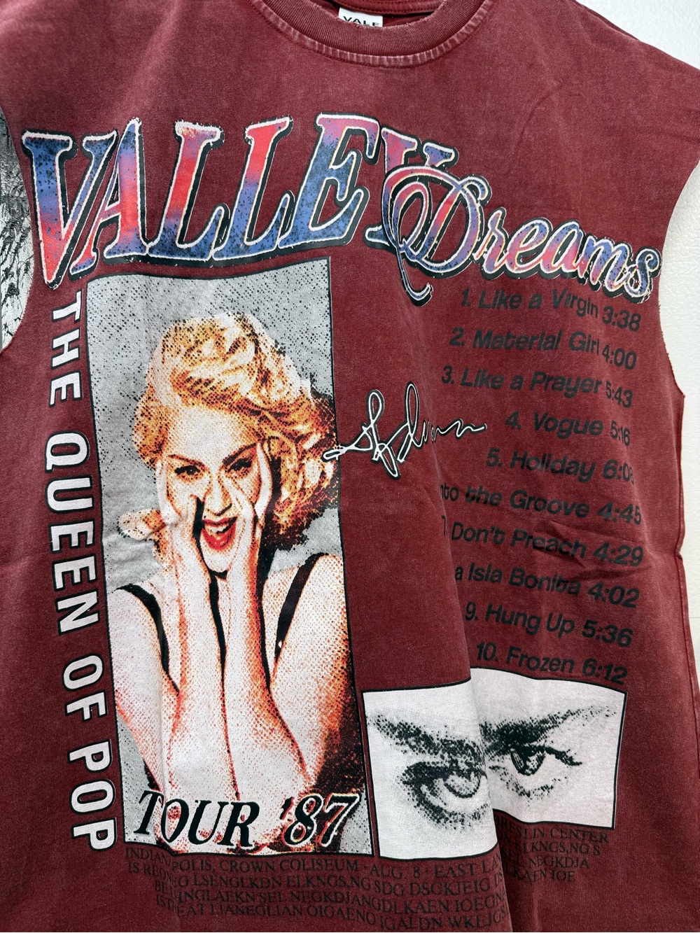 Valley Sports Sleeveless Marilyn Monroe Graphic Tank Top in Maroon - Picture 2 of 11